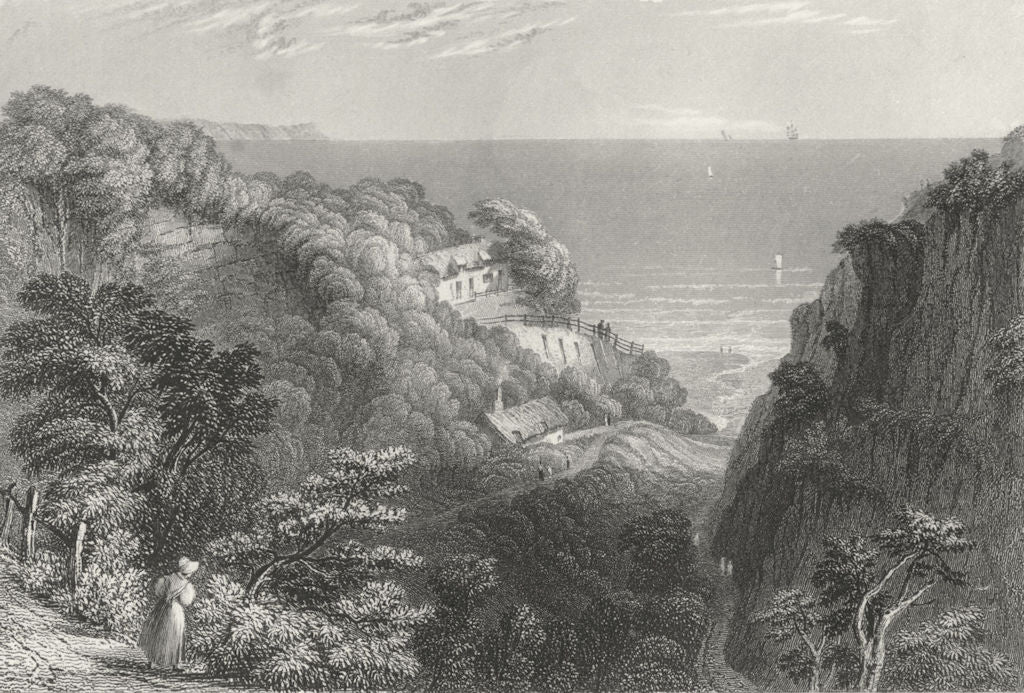 IOW. Shanklin Chine-Bartlett c1840 old antique vintage print picture